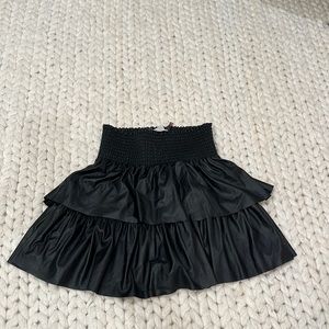 Ramy Brook Black Faux Leather Smocked Mini Skirt